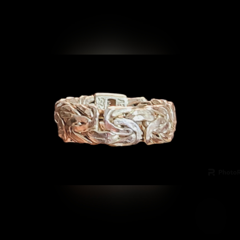 OT Sterling Silver 925 TURKEY Gold Plated Byzantine Diamond Ring 8.75 Unisex - Picture 4 of 6